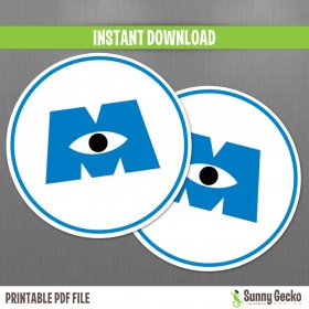 Monsters Inc. Logo Birthday Circle Labels